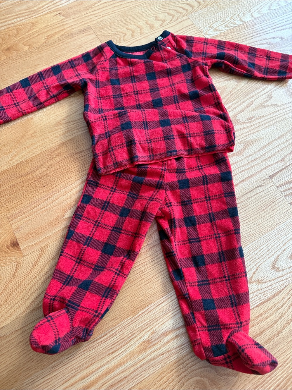 Carter's Red and Black Plaid Footed Pajama Set